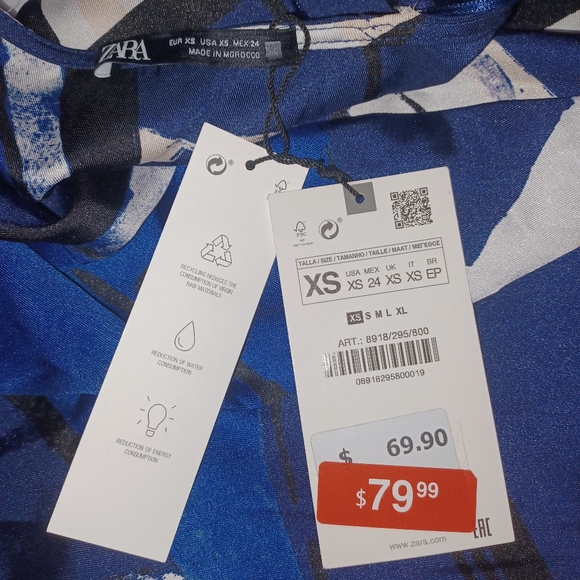 SOLD Zara Abstract Printed Midi Dress, Long Sleeve Wrap, Worn on TV - Picture 6 of 7